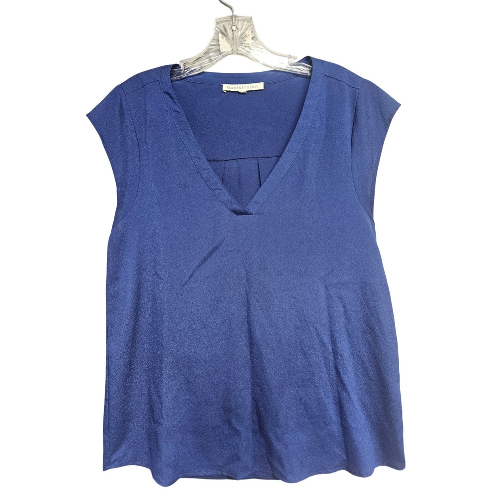 Daniel Rainn Womens Royal Blue V-Neck Sleeveless Pleated Back Blouse 13797PC4 L